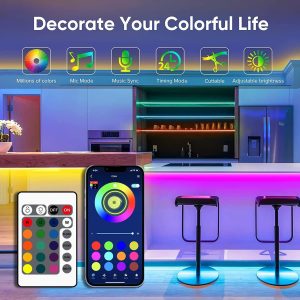 (5 Meter )Smart Bluetooth LED Strip Light Kit – Flexible Multi-Color…