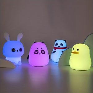 1 LED Cute Rainbow Light Changing Silicone Light Pat Control USB Charging…