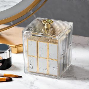 Lidded Cotton Pad Organizer Acrylic Desktop Storage Box For Swabs, Balls &…
