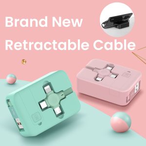 4 In 1 Retractable USB Cable Creative Macaron Type C Micro Cable For I…