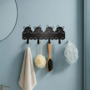 Cat Metal Keychain – Cute Wall Mounted Key Holder, Entryway Organizer Hooks