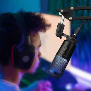 RGB Lamp Condenser Microphone Game Conference Singing Recording Laptop…