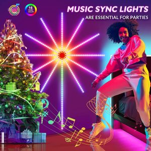 Firework Lights LED Strip Music Sound Sync Color Changing Remote Control…