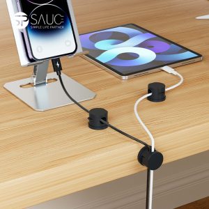 Desktop Data Cable Organizer With Magnetic Retention Clips 3-Pack