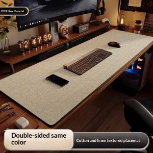 Cotton And Linen Textured Leather Desk Mat Writing Desk Mouse Pad