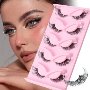 5 Pairs False Lashes Eyelashes Extension Cluster, Clear Band Corner Foxy…