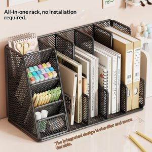 Desktop Storage Rack Metal Bookend Multi-layer Home Book Organizer