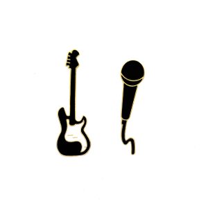 Simple Rock Guitar Microphone Metal Brooch