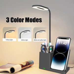 Three-in-one Wireless Charger Desk Lamp Pen Holder 15W Fast Wireless…