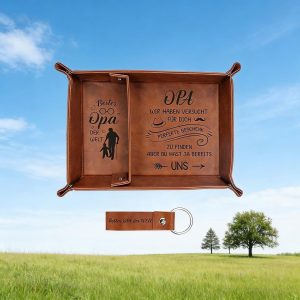 Grandpa Gift: Dark Brown Leather Tray, Stylish Desk Organizer For Grandpa,…