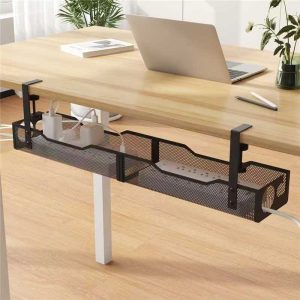 Extended Under-desk Cable Management Rack Power Strip Cable Tray