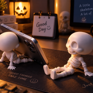 Skeleton Phone Stand, Halloween Skull Phone Holder, Creative Desk Decor…