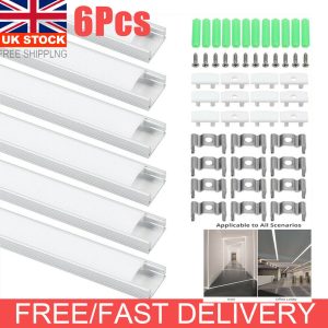 6X U-shape 1 Meter Aluminium Channel For LED Strip Light Cover PVC Profile…