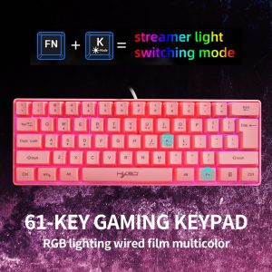 HXSJ 61 Key Gaming Membrane Keyboard RGB Light Multiple Shortcut…