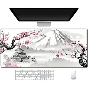 Ink Painting Peach Tree Colorful City Series Large Mouse Pad