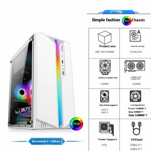 RGB Light Bar Desktop Computer Full-side Transparent Chassis