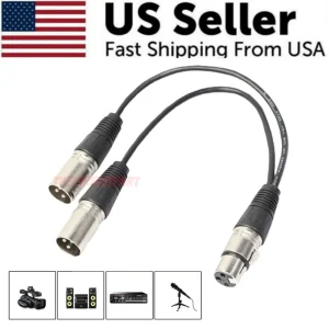 3Pin XLR Female Jack To Dual 2 Male Plug Y Splitter Cable Adapter…