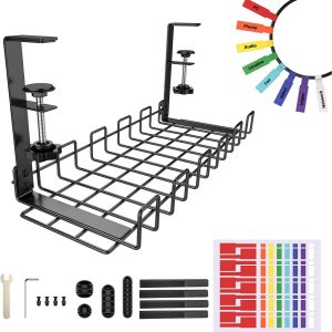 Iron Table Cable Management Rack Wire Storage Punch-free Finishing Rack