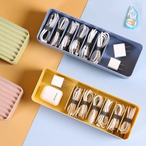 Portable Clear Covered Data Cable Storage Box Dustproof Charger Power Cord…
