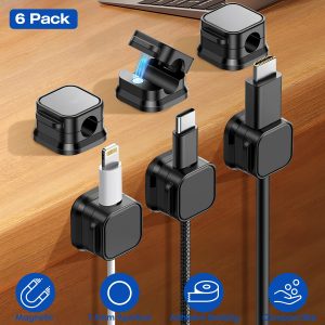 6 Pack Magnetic Cable Clips Magnetic Cord Organizer Adhesive Wire Holder…